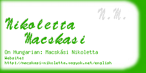 nikoletta macskasi business card